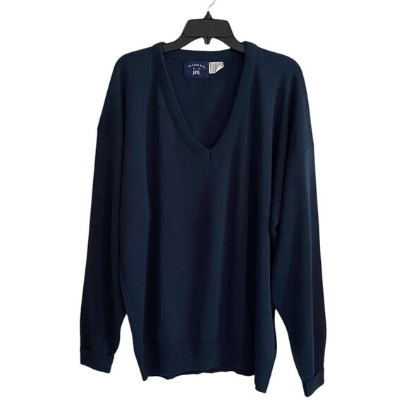 Harbor Bay V Neck Sweater Mens Size 3XLT Long Sleeve Acrylic Blue Made in USA - Picture 1 of 6